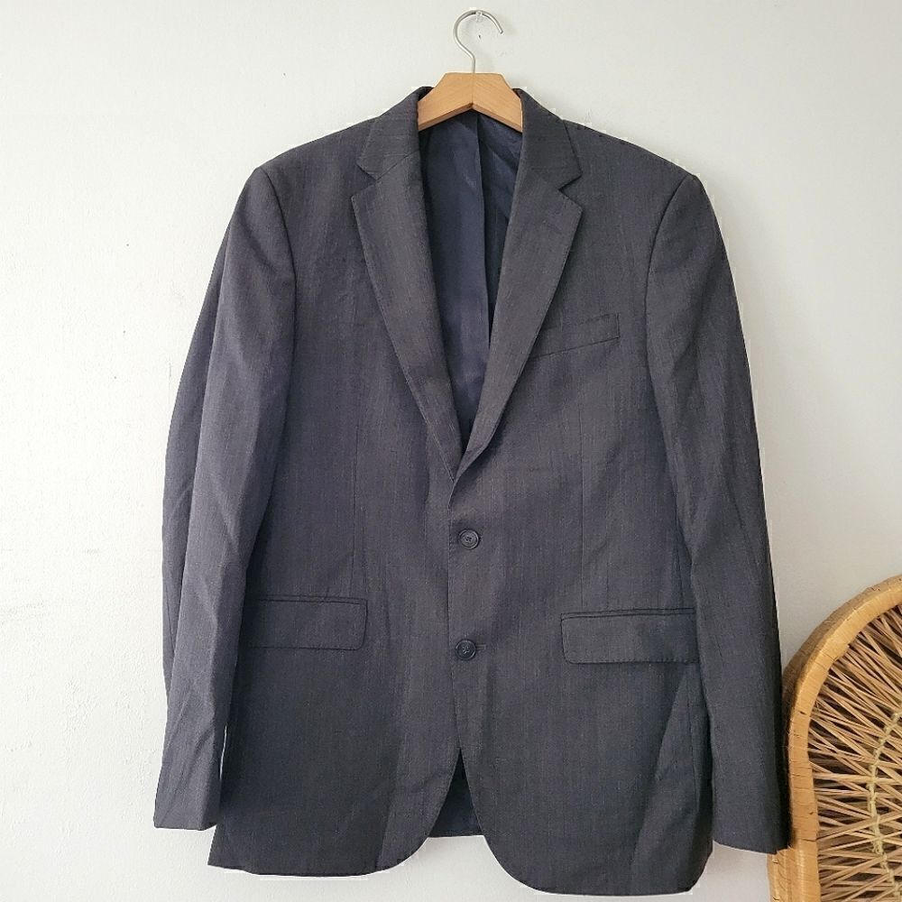 Kenneth Cole New York 100% Wool Gray Suit Coat Jacket 40R 34W